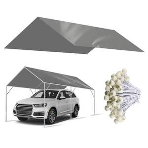 lot 19675 image: 10 x 20 Canopy Replacement Cover for Carport, 220G Heavy Duty Replacement Top Cover for Car Garage, Waterproof & UV Protected Tarp with 48 Ball Bungees (Only Cover, Frame Not Included), Grey