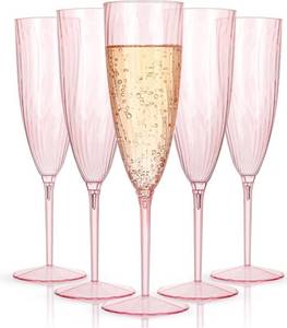 lot 19680 image: WDF 36PCS Pink Champagne Flutes Plastic - 6OZ Pink Disposable Champagne Flutes Party Supplies for Birthday Parties Baby Shower Wedding Spring