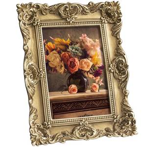 lot 19683 image: eletecpro 4x6 Vintage Picture Frame with Real Glass Cover, Ornate Antique Photo Frame, Display 4x6 Picture for Tabletop or Wall Hanging Horizontal & Vertical, Gold Home Decor for Gallery Art