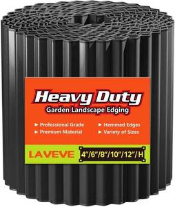 lot 19696 image: LAVEVE Corrugated Metal Garden Edging 6 x 40Ft, Landscape Edging Border for Lawn, Flower Bed, Garden Fence, Paver Edging (Black)
