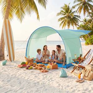 lot 19697 image: DOYXC Beach Shelter, Wind-Powered Beach Tent Sun Shelter with UPF50 UV Protection, Lightweight & Portable Easy Setup Beach Canopy Sun Shade Tent for Family Outdoor Beach Camping & Picnic