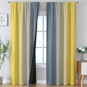 lot 19703 image: Estelar Textiler Yellow and Gray Blackout Curtains 96 Inches Long, Room Darkening Rod Pocket Ombre Curtains for Bedroom, Thermal Insulated Light Blocking Drapes for Sliding Door, 52Wx96L, 2 Panels