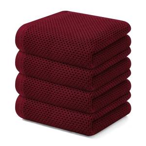 lot 20121 image: Kitinjoy 100% Cotton Waffle Weave Kitchen Hand Towels (13 X 28 Inches, Burgundy), 4-Pack Super Soft and Absorbent Dish Towel for Drying Dishes