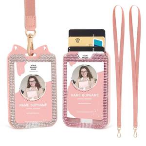 lot 20132 image: 2 Pack Lanyards for ID Badge Holder Bling Sparkly Cute ID Card Holder for Women (Pink and White) (Lanyards not Included)