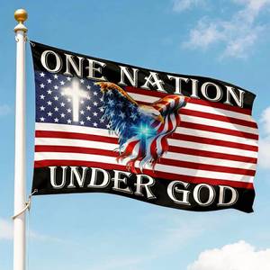 lot 20133 image: FLAGWIX 3x5 Patriotic American Flags, 4th of July Decorations, One Nation Under God American Eagle Flag - Double Sided, Heavy Duty Canvas - Decorations for Indoor, Outdoor Decor Flag with Grommets