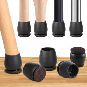 lot 20145 image: 16PCS Round Silicone Chair Leg Floor Protectors for Hardwood Floors, Felt Furniture Pads Covers Table Chair Leg Caps, Large Chair Sliders for Wood Floors, Anti-Scratches & Noise(Black, Fit1.1-1.4)