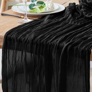 lot 20150 image: Xiomot Table Runner Cheesecloth 10FT Black Boho Gauze Cheese Cloth Rustic Sheer Table Runners for Wedding Birthday Bridal Baby Shower Party Decoration