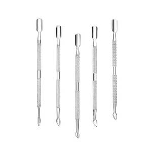 lot 20152 image: 5Pcs Cuticle Pusher Remover and Cutter, Creatiee Double Ended Stainless Steel Cuticle Cleaner Nail Gel Polish Removal, Manicure Pedicure Nail Tools for Fingernails Toenails - Professional & Durable