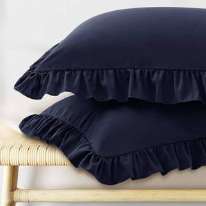 lot 20163 image: KKJIAF Ruffle Pillow Cases Standard Size Set of 2, Ruffled Pillow Covers with Envelope Closure, Wrinkle Resistant Ruffled Pillow Shams 20 x 26, Navy Blue