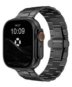lot 20179 image: FiNESTONE Titanium Watch Band for Apple Watch Ultra 321 49mm & Series 1110 46mm, Grade 5 Titanium Apple Watch Band with Anti-Scratch DLC Coating, 22mm Business Metal Strap for Men - Butterfly Clasp, SILVER