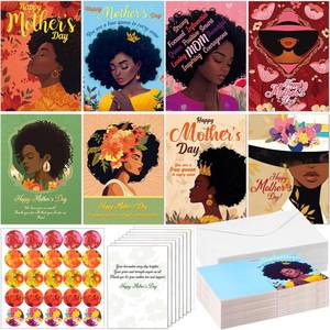 lot 20195 image: Motiskyy 48 Pack African American Mothers Day Cards Black Mothers Day Cards with Envelopes and Stickers Appreciation Greeting Gifts for Black Women Mom Grandma Wife