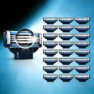 lot 20197 image: Razor Refills for Men, 24 Count Compatible With Mach3 Razor Blade Refills, Triple-layer Manual Compatible with Mach 3 Razor Blades Refills Pack