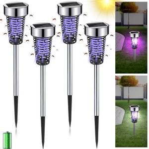 lot 20201 image: Qualirey 4 Pack Solar Bug Zapper Mosquito for Outdoor Waterproof LED Light Outside Mosquito Repellent Killer Bug Zapper for Indoor Outdoor Patio Yard