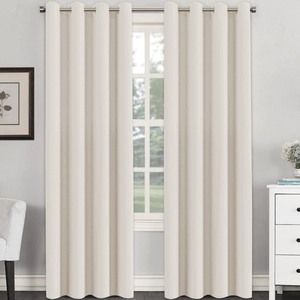 lot 2132 image: H.VERSAILTEX Grommet Top Curtain Panel with Gray Pattern