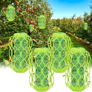 lot 1797 image: Sancodee 4 Pack Upgraded Wasp Trap Outdoor Hanging, Carpenter Bee and Hornet Catcher, Reusable Yellow Jacket Trap with Bait Reservoir, Bee Killer and Wasp Catcher for Outside (Green)