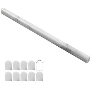 lot 1804 image: Lovdeco Carrara White 12 X 12 Marble Pencil Liner Tile, Edge Trim Molding for Shower and Backsplash, Bullnose Tile Trim Matte, 10 PcsBox
