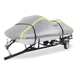 lot 1816 image: X AUTOHAUX for Jet Ski Cover Fits 90(1 Seater), 300D Duty Oxford AntiUV Waterproof Trailerable PWC Cover Fit for Yamaha for SeaDoo for Kawasaki Models W 2 Air Vent and 10 Straps Silver Tone