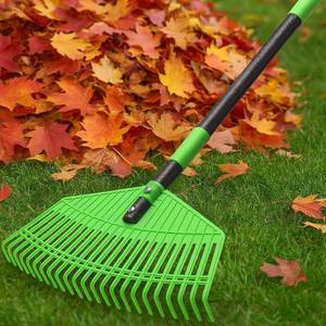 lot 1818 image: Lightweight Plastic Leaf Rake for Lawns - 16.5 Wide Garden Rake for Leaves,Gentle on Lawn,50 Adjustable for Women Seniors Kids,Outdoor Yard Rakes for Sweep Leaves,Grass, Pine Needle