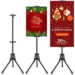 lot 1821 image: GSOW Poster Stand for Display, 80 Adjustable Sign Stand Tripod, Retractable Poster Board Stand Double-Sided Banner Stand, Foldable Floor Standing Sign Holder Signage Stand with Portable Bag, Black