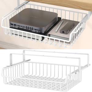 lot 1825 image: ENONCI Under Desk Drawer, Slide Out Design,No Drill Metal Under Desk Cable Management, Under Table Storage Shelf Tray Basket Under Table Drawer Organizer for Office, Home, Workspace, Cabinet