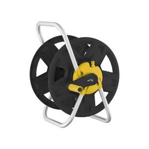 lot 1826 image: YESTAR Water Hose Reel Cart, Holds 60-80 Ft of 58 Inch Hose, Yellow Wall Mounted Garden Hose Cart, Portable Hose Reel for Convenient Storage and Watering