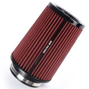 lot 1837 image: 3 3.5 4 Inch Cold Air Intake Filter 76mm 89mm 101mm High Performance Washable 3 Sizes in 1 Clamp-On Replacement Cone Air Filter Red