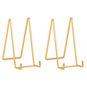 lot 1842 image: Plate Holder Easel Display Stand - 8 inch Metal Plate Stands for Display - Tabletop Picture Stand - Gold Iron Easels for Display Pictures  Photo Frames  Book  Decorative Plates  Plaque -2 Pack