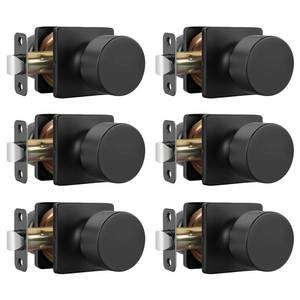 lot 1845 image: Goldenwarm Matte Black Closet Door Knobs, Passage Door Knobs Interior Hallway, Black Closet Door Knob No Lock 6 Pack