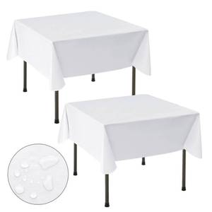 lot 2220 image: Nasitos 2 Pack Square Vinyl White Table Cloth 54x54 Inch-Vinyl Card Table Cloth with Flannel Backed, Wipeable Waterproof Oil-Proof Plastic Small Table Cover for Coffee Table, Hotel, Indoor&Outdoor