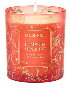 lot 2224 image: M&SENSE Pumpkin Apple Pie Scented Candle, 8.1oz 42-Hour Slow Burning Soy Candles, Spiced Harvest Bakery Aromatherapy, Fall Holiday Gift