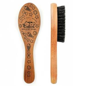 lot 2226 image: Menesia Pet Soft Brush with Wood Handle and Boar Bristle Hair - Soft Cat and Dog Grooming Brush for Short Hair Cats and Small Dogs - Gentle Massage and Dandruff Removal (Cat)