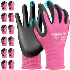 lot 2261 image: Kebada W1 Work Gloves Women, PU Coated Safety Gloves with Grip, Touchscreen, Ideal for Warehouse Package Handling, Construction, Gardening, Pink X-Small