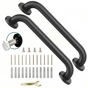 lot 2262 image: 16 Inch Black Stainless Steel Handrail, Safety Grab Bars for Wall, Handicap Grab Bars for Bathroom, Shower, Toilet, RV, Hand Rails for Indoor Stairs, Stair Railing Indoor & Outdoor (2 Pack)