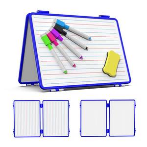 lot 2266 image: Magnetic Small Dry Erase White Board, 4 Writing Sides Desktop Whiteboard Small White Board for Kids, 11.5x17 Foldable Whiteboard for School Office Desk