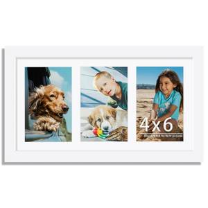 lot 2271 image: DUENPY 8x14 Collage Picture Frame 4x6 Collage Picture Frame Displays Three 4x6 inch Photos or 8x14 (Without Mat) for Available Horizontal Wall Mounting Display and Vertical White