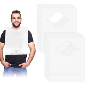 lot 2276 image: Hicarer 50 Pcs Disposable Adult Bibs with Crumb Catcher for Elderly Eating Plastic Bibs Single Use Dining Clothing Protectors