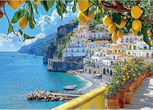 lot 2285 image: MINIWAN 1000 Piece Amalfi Coast Puzzle, Premium Jigsaw Puzzle for Adults, Rustic Style Mediterranean Coastal Landscape Puzzle, 27.5 x 19.7 Inches