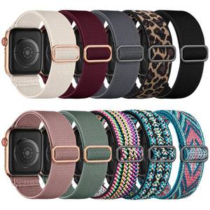 lot 2312 image: Maledan Stretchy Nylon Solo Loop Compatible with Apple Watch Bands 38404142mm for Women & Men, Adjustable Sport Elastic Wristband Strap for iWatch Ultra 2 Series SE11109 87654321, 10 Pack