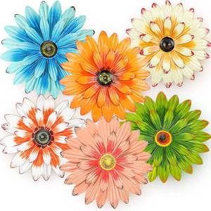 lot 2320 image: Zhehao 6 Pcs Metal Flower Wall Art Decor 8 Inch Sunflower Wall Decorations Hanging Outdoor Art Multicolored Handmade Metal Flowers Outdoor Decor(Elegant Color)