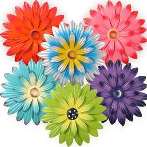 lot 2322 image: Zhehao 6 Pcs Metal Flower Wall Art Decor 12 Inch Sunflower Wall Decorations Hanging Outdoor Art Multicolored Handmade Metal Flowers Outdoor Decor(Vivid Color)