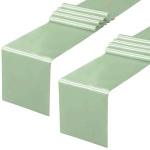 lot 2332 image: Horbaunal 2 Pack Sage Green Satin Table Runner 12 x 108 Inch, Smooth Table Runners for Wedding Banquets Birthday Party