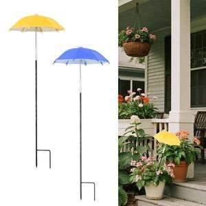 lot 2354 image: 2 PCS Mini Plant Umbrellas, 10.6 Inch Diameter Small Mini Adjustable Height (23.2-31.1 Inch) Shade Umbrella for Outdoor Potted Plants Garden Bed Flower Pot Decor, Blue and Yellow