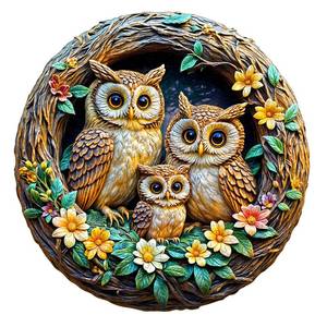 lot 4211 image: Wooden Puzzles for Adults - Owl Family Wooden Jigsaw Puzzle - Unique Shape 3D Vision Wood Puzzles Adult - Christmas Birthday Gifts for AdultsFriendsFamily - 300pcs 13.4  13.1in