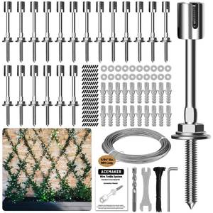 lot 4220 image: Acemaker Wire Trellis for Climbing Plants Outdoor, 20-Set Wall Wire Trellis Kit with 564(2mm) x 98ft Stainless Steel Cable, T316 Espalier System for Fence and Garden DIY Projects