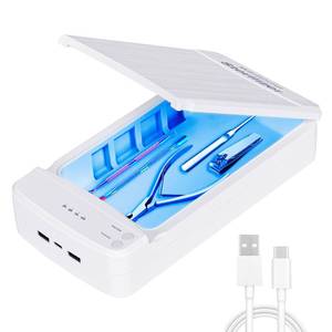 lot 4260 image: TAKIYA Nail Tool Cleaning with Blue Light, USB Portable Cleaner Machine, Nail Tips Art Tech Must Haves for Salon, Tweezers, Phone, Jewelry, Key, Watch, White