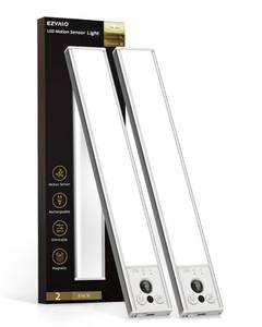 lot 4271 image: EZVALO 10inch Under Cabinet Lighting, LED Motion Sensor Light Indoor, 2400mAh USB Rechargeable Closet Lights, Dimmable & Magnetic Wireless Under Counter Lights for Kitchen, Pantry, Stairs (2 Pack)