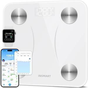 lot 4272 image: INSMART Smart Scale for Body Weight, Digital Bathroom Scale with BMI, Muscle Mass, Bluetooth Body Fat Scale,17 Body Composition Analyzer with Smart APP Sync Weight Scale, 400 lbs (White)