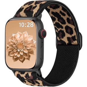 lot 4281 image: Ynitec Leopard Stretchy Band for Apple Watch 40mm 38mm 41mm 42mm, Sport Nylon AnkleArmWrist Strap for iWatch Series 11-1, SEUltra 3 2 1, Adjustable Replacement Bands for Women Men, Cheetah
