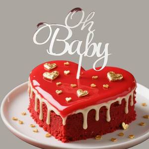 lot 4283 image: Oh Baby Cake Topper - Welcome Baby Decor for Baby Showers, Gender Reveal & 1st Birthdays Silvery Acrylic