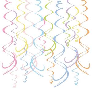 lot 4288 image: HonuGoGo 48PCS Pastel Paper Swirl Decorations Hanging Ceiling Streamers for Birthday, Spring, Bridal, Gender Reveal, Wedding, or Everyday Party Decor